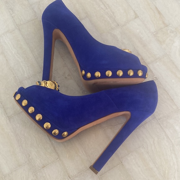 Alexander McQueen royal blue suede platform, size 38 - Picture 4 of 12